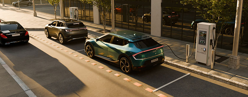 EV car charging on the street